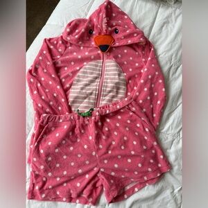 Mini Boden toweling flamingo hooded set sz 9/10 euc